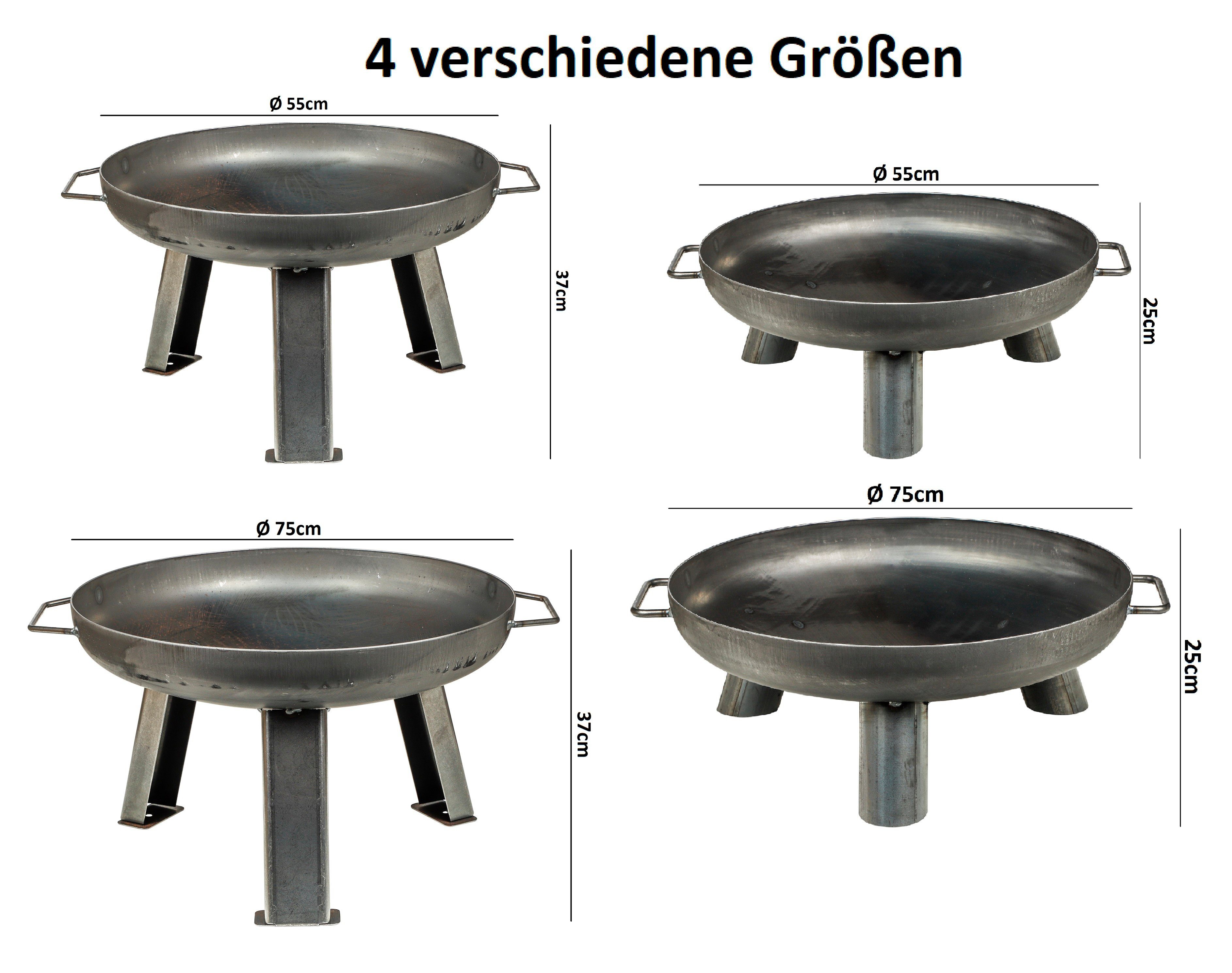 Haushalt International Feuerschale Feuerschale - Massive und dekorative Schwarze Feuerstelle, fertig montiert, für den Garten, Terrasse oder Camping