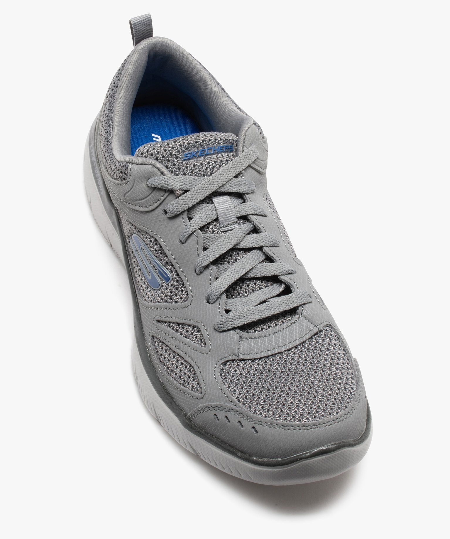 Baskets homme unies détails en mesh - Skechers gris | GEMO