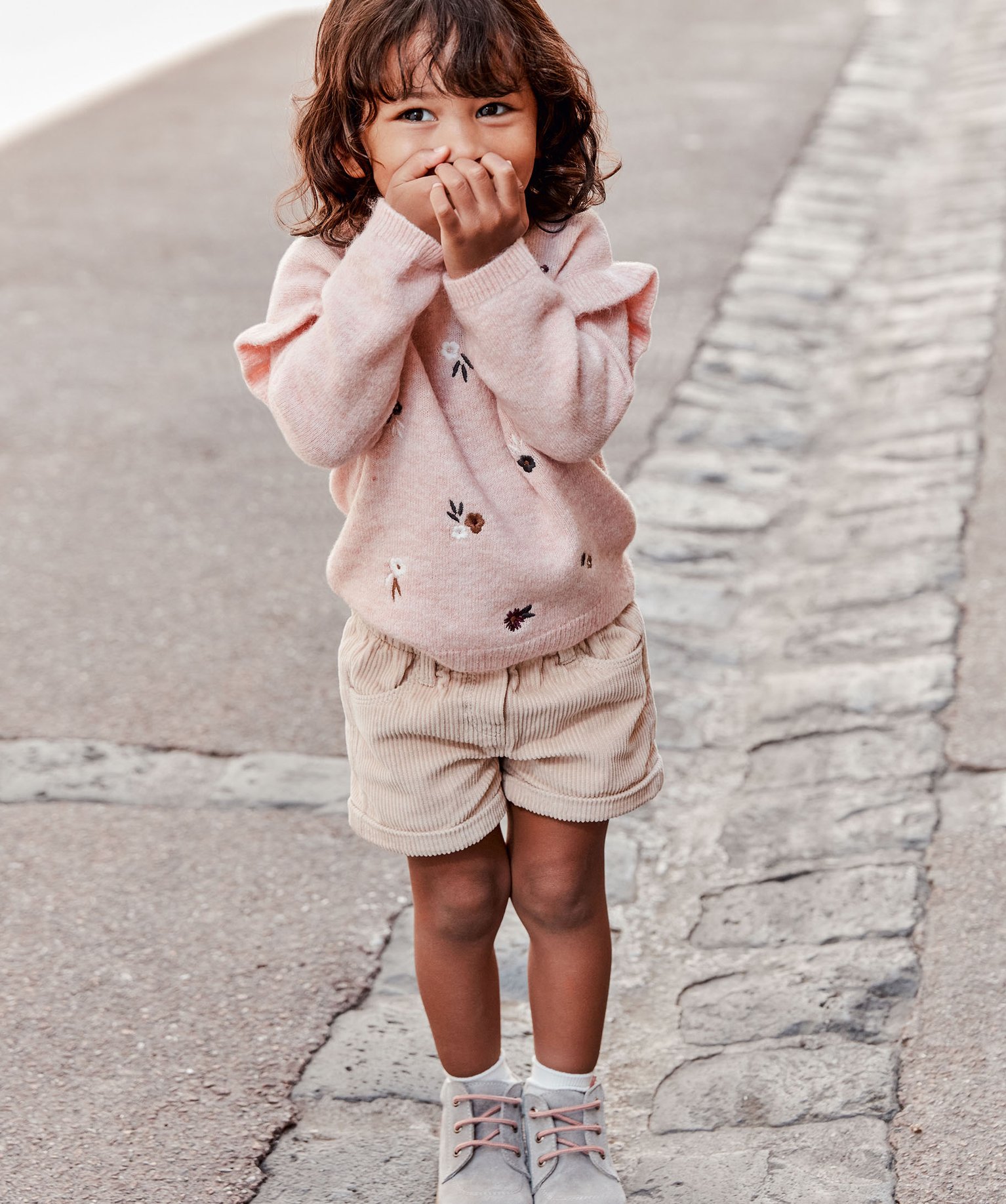 Short bébé fille en velours grosses ctes beige clair | GEMO