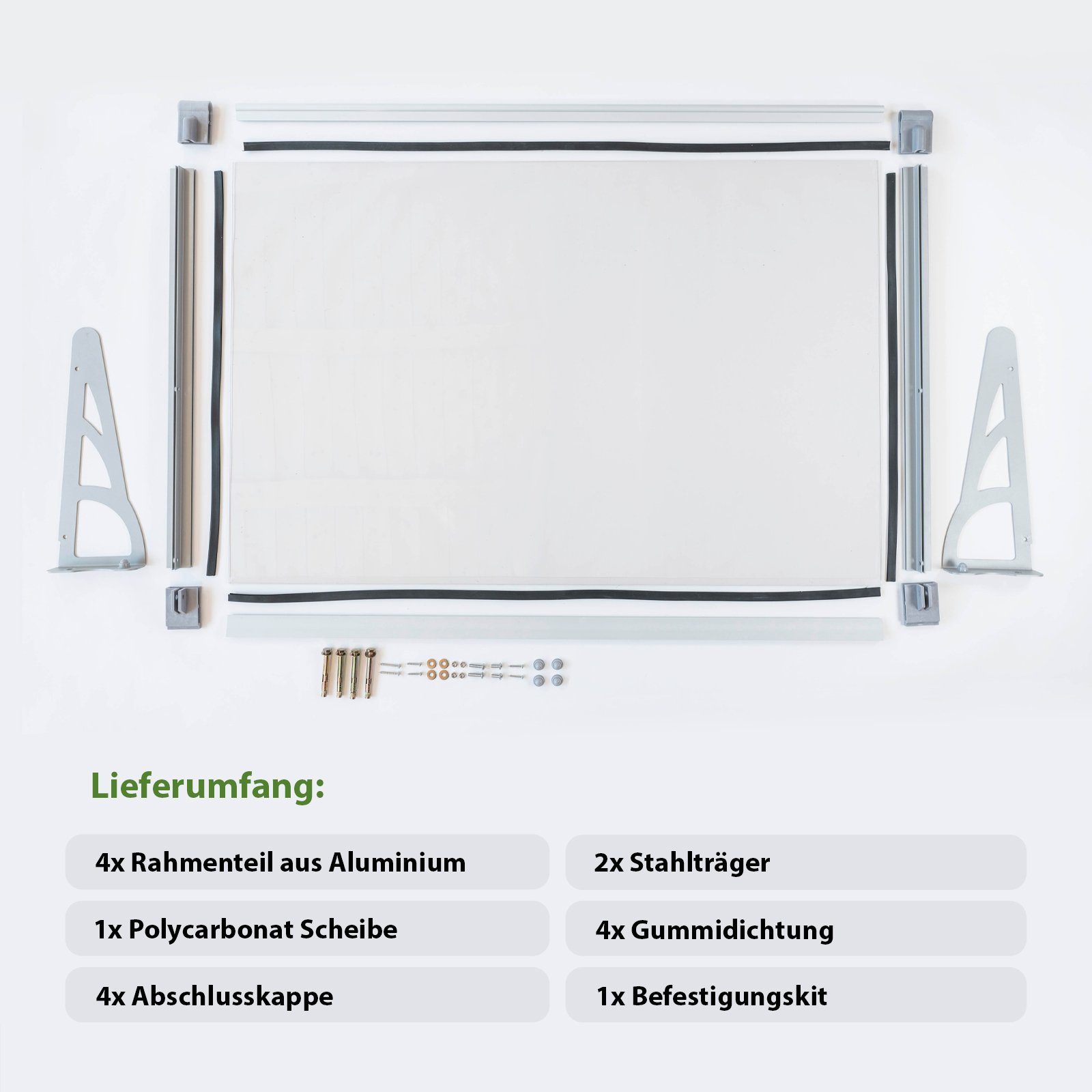 TRUTZHOLM Vordach Vordach 120 x 90 cm grau Haustürdach Haustür Pultvordach Kunststoff (1 St), rostfrei