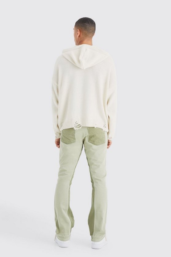 Zerrissene Slim-Fit Schlaghose mit Applikation