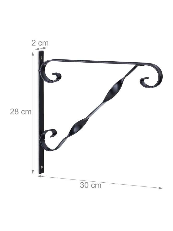 relaxdays 2 x Blumenampel-Halterung in Schwarz günstig kaufen onesize