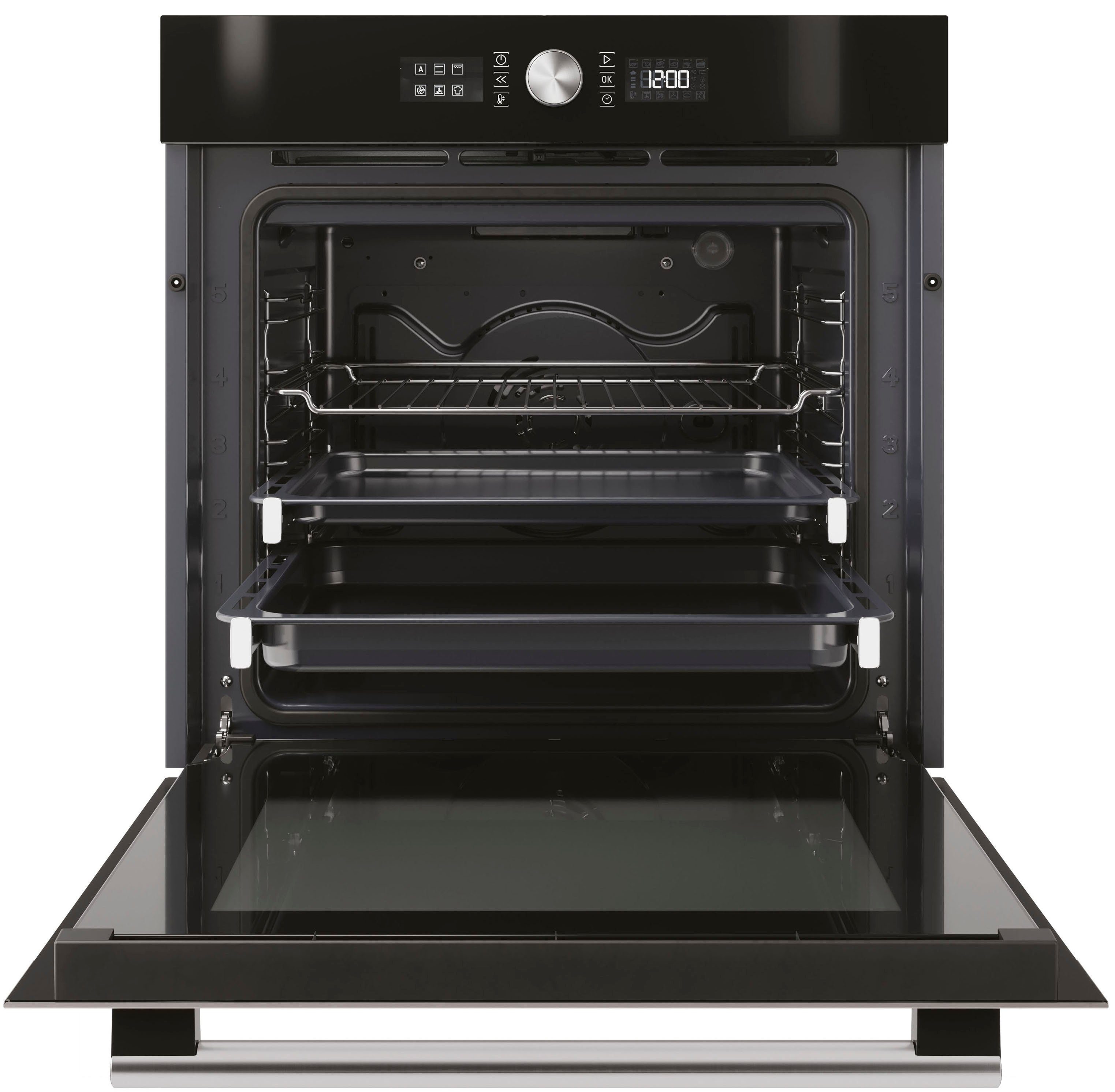 BAUKNECHT Backofen-Set BAKO4 HR6 BLACK, mit 2-fach-Teleskopauszug, Hydrolyse