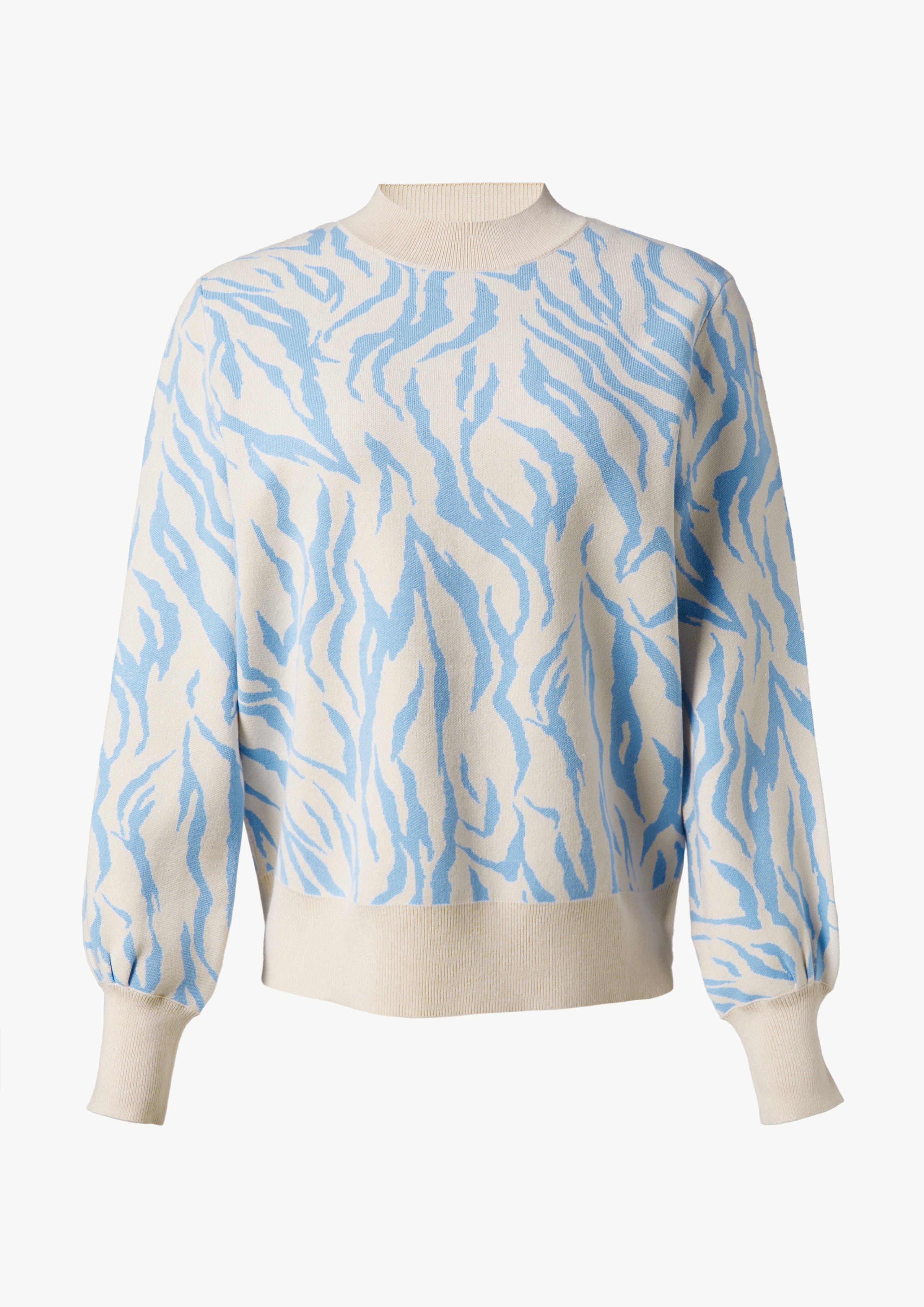 Feinstrickpullover mit Jacquard-Muster - himmelblau