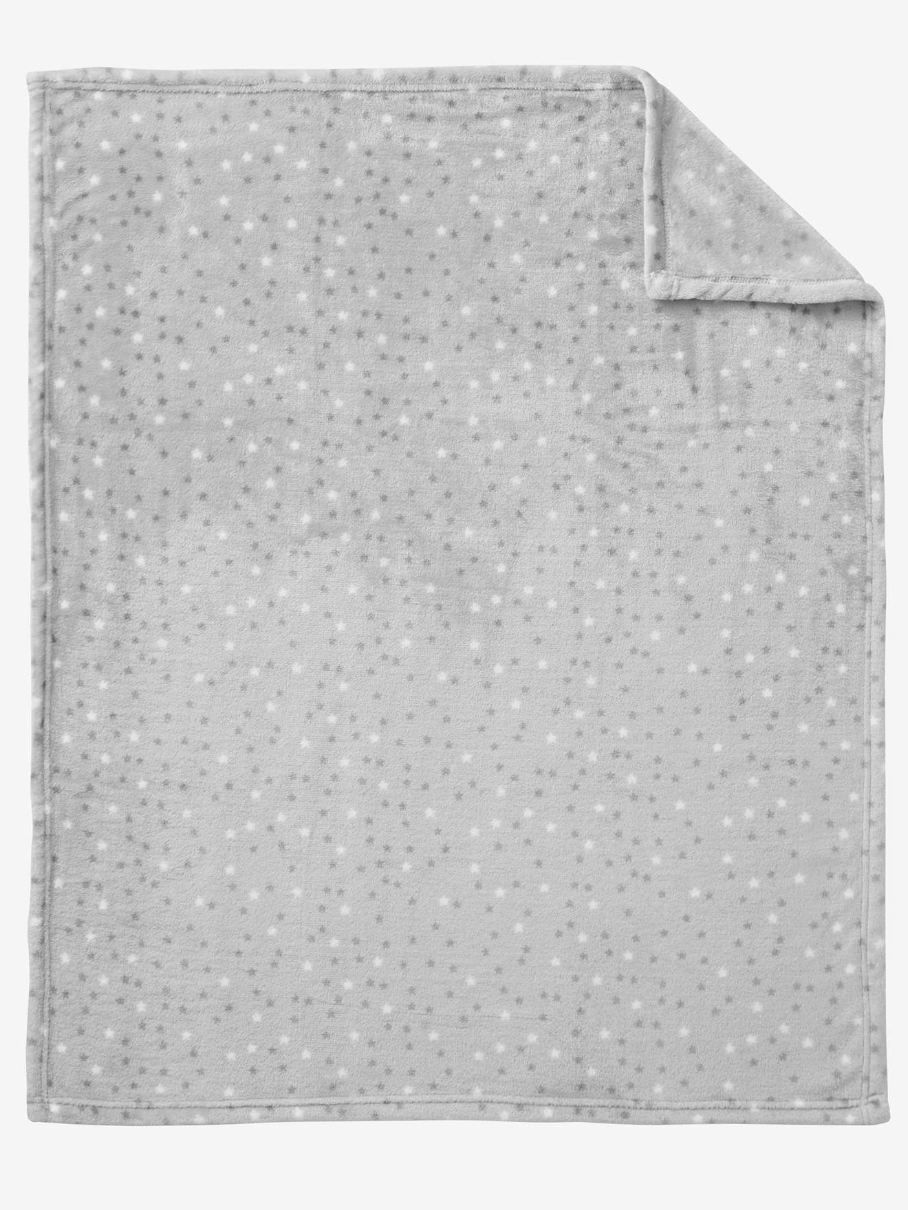 Couverture en microfibre imprimée étoiles Basics gris clair