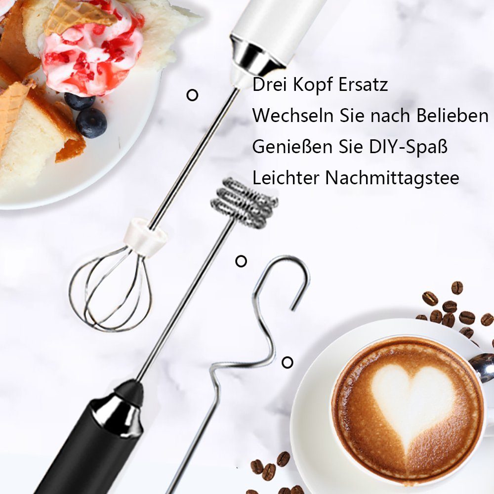 Blusmart Milchaufschäumer Elektrischer Doppel & Ballonquirl, 1 W, 3 Geschwindigkeiten Kaffeeaufschäumer