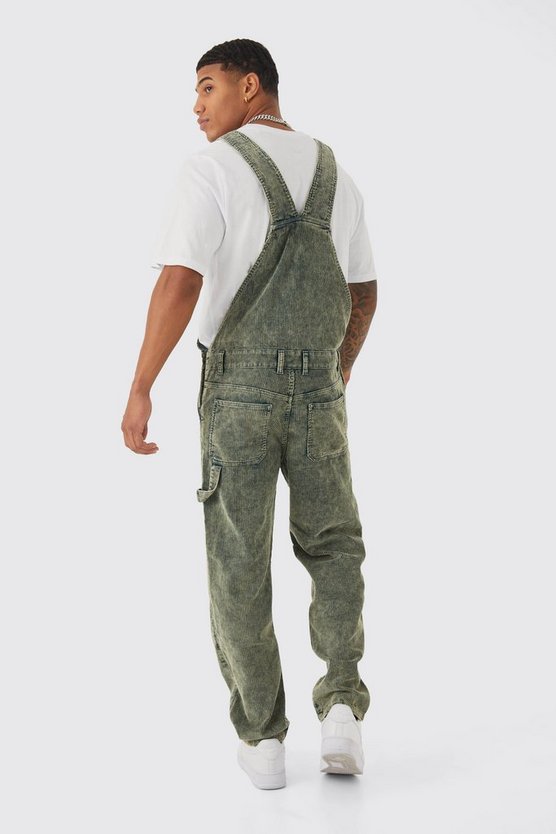 Lockere Cord-Latzhose mit Acid-Waschung