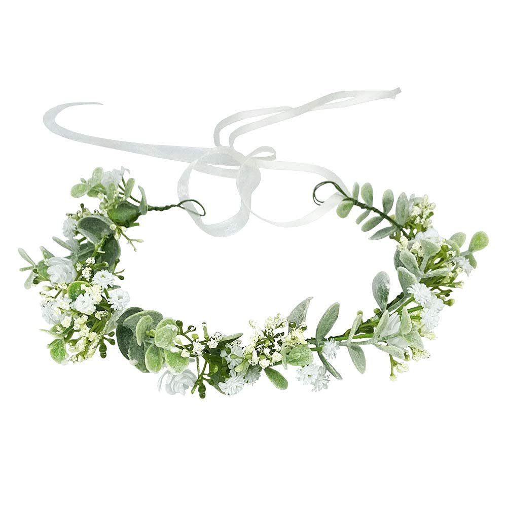 Sarfly Haarband Blumenkranz Haare Haar Haarband Künstliche Blumenkranz, 1-tlg., Blumen Krone Braut Kopfstück Greenery Krone Haarreif Blumen, für Hochzeit Zeremonie Party Festival