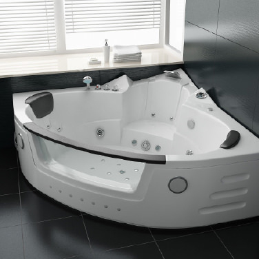 PureHaven Whirlpool 140x140 cm Wasserfall Heizung Lichttherapie Soundsystem Reinigungsprogramm Bluetooth-Soundsystem
