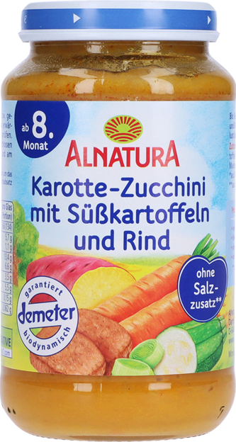 Alnatura Bio Karotte-Zucchini mit Süßkartoffel & Rind