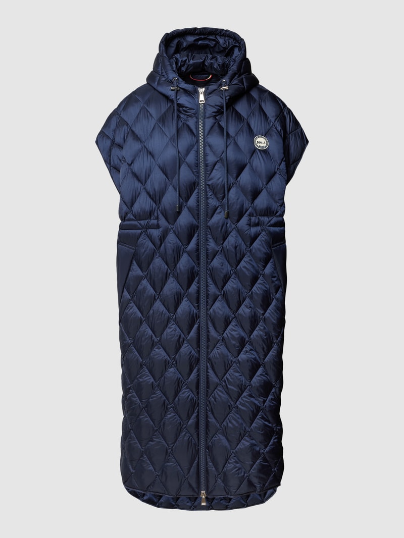 Oversized Steppweste mit Kapuze Modell 'CARLY LONG' in marineblau