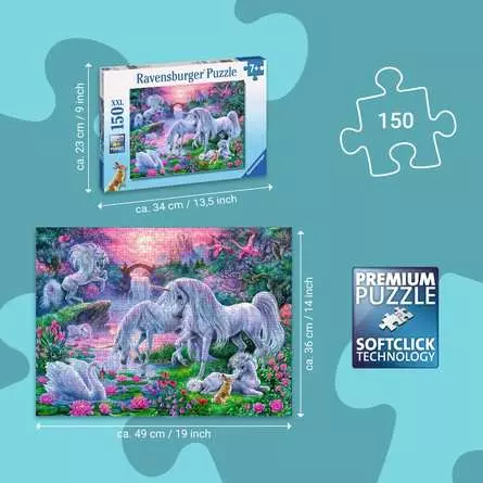 Kinderpuzzle ab 7 Jahren - Einhörner im Abendrot - 150 Teile