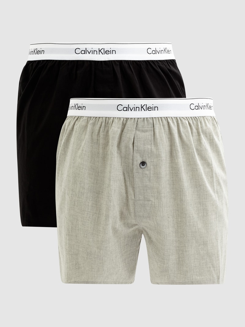 Slim Fit Boxershorts aus Baumwolle im 2er-Pack in schwarz