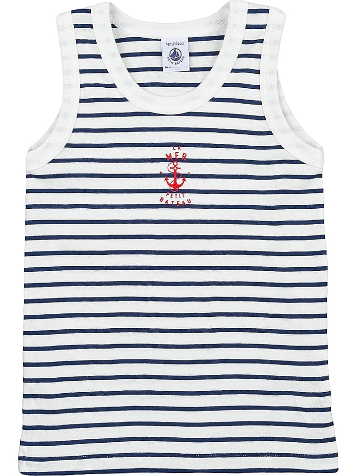 PETIT BATEAU Unterhemd in Weiß/ Dunkelblau günstig kaufen 128