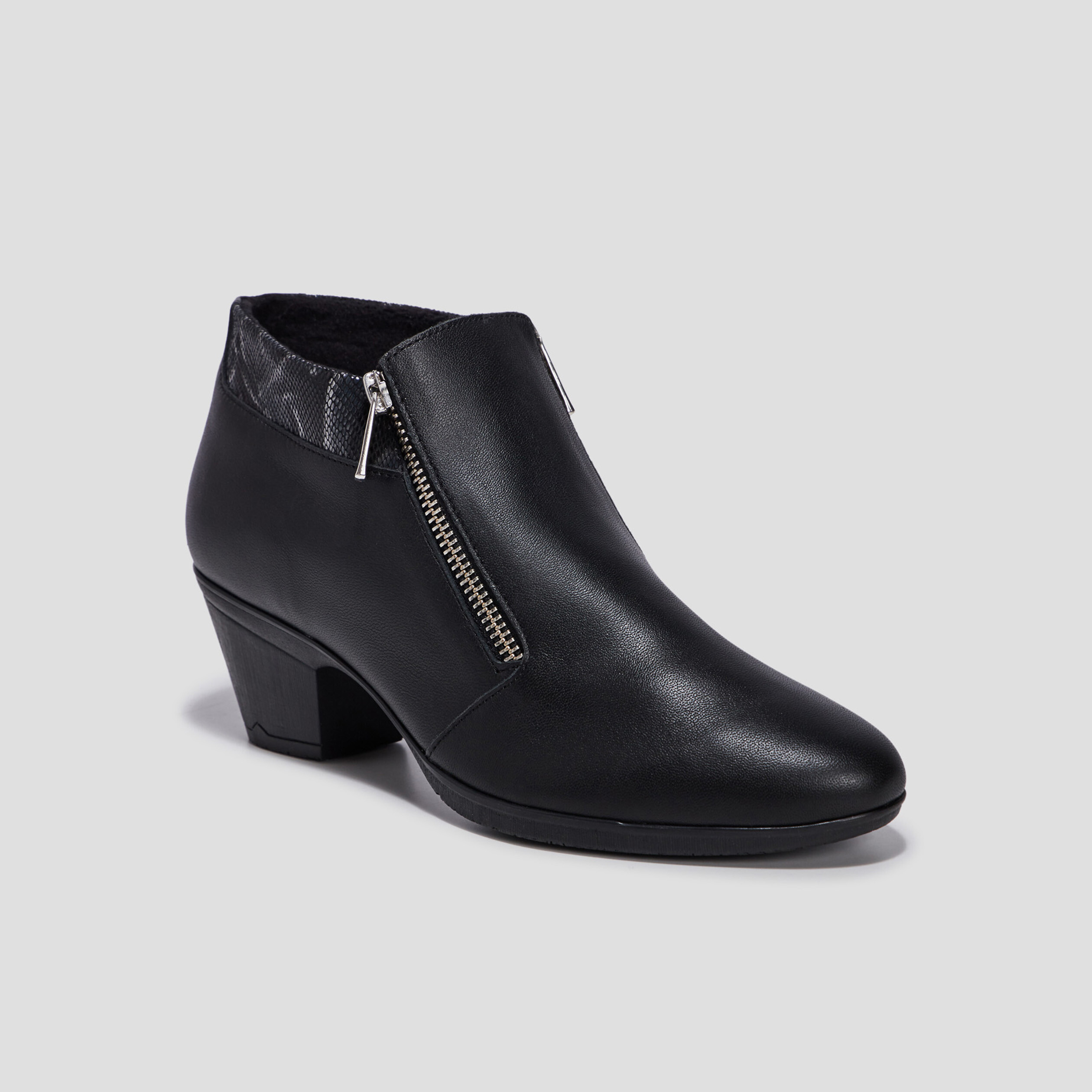 Bottines à talons en cuir noir femme | La Halle