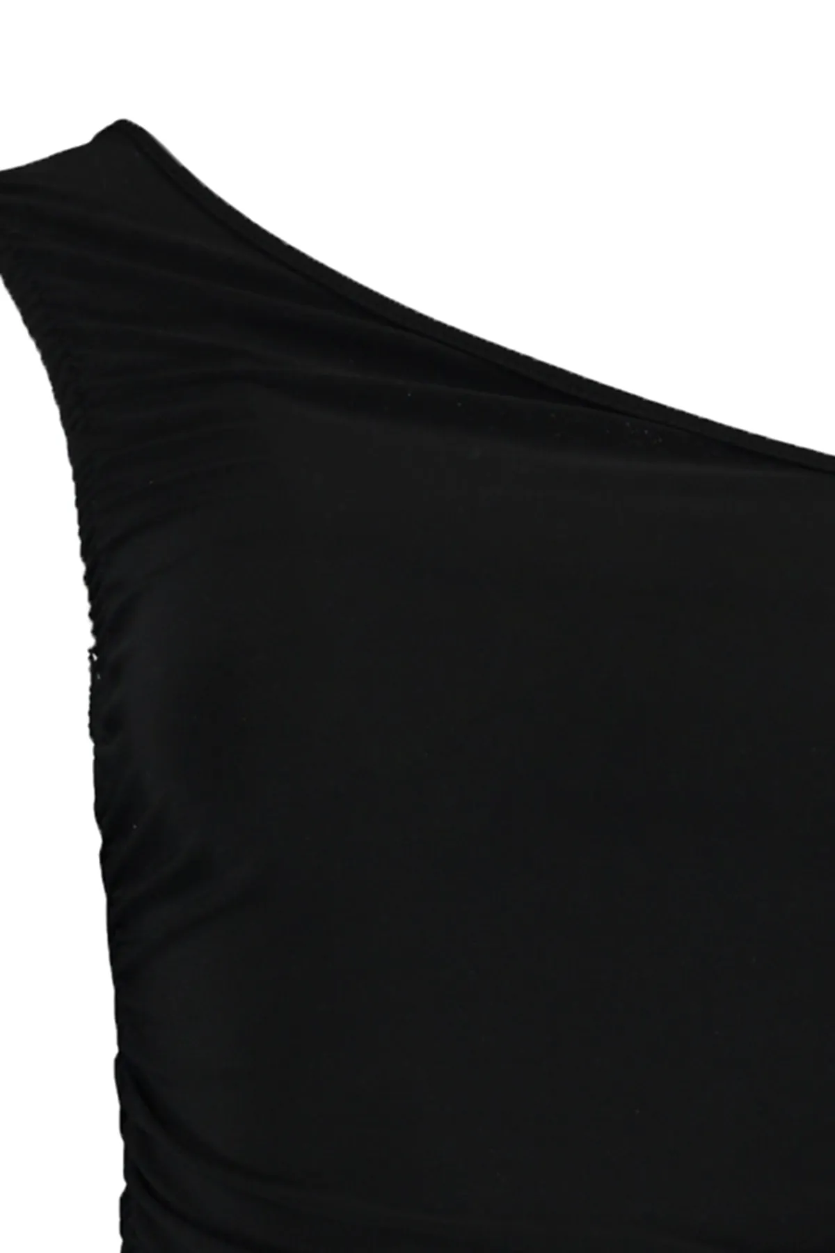 Trendyol Collection  Schwarze, eng anliegende, dehnbare One-Shoulder-Strickbluse mit Raffungen und Details TWOSS21BZ0590
