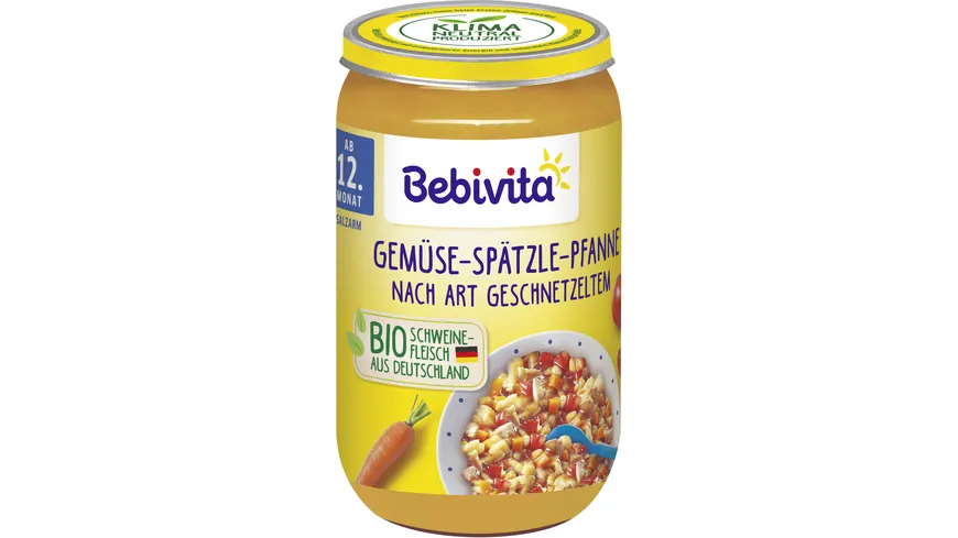 Bebivita Bio Menüs: Gemüse-Spätzle-Pfanne nach Art Geschnetzeltem 250 g