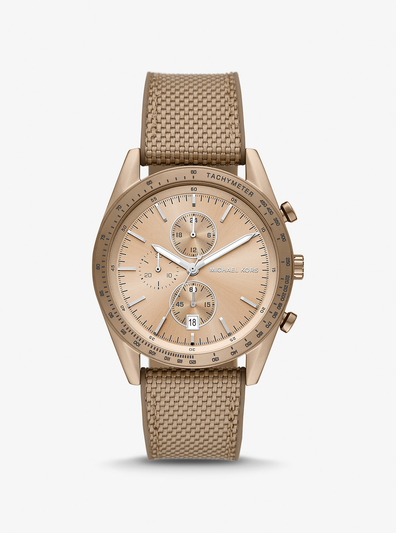 Overdimensjonert Accelerator-klokke i beige gullfarget nylon – HUSK