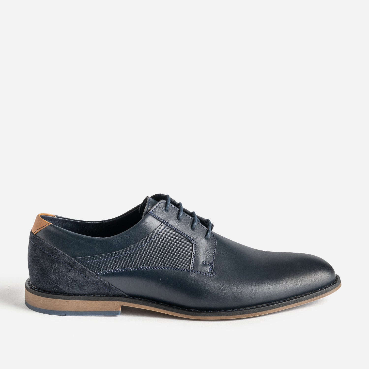 Derby éco-conçu marine cuir lacet marine