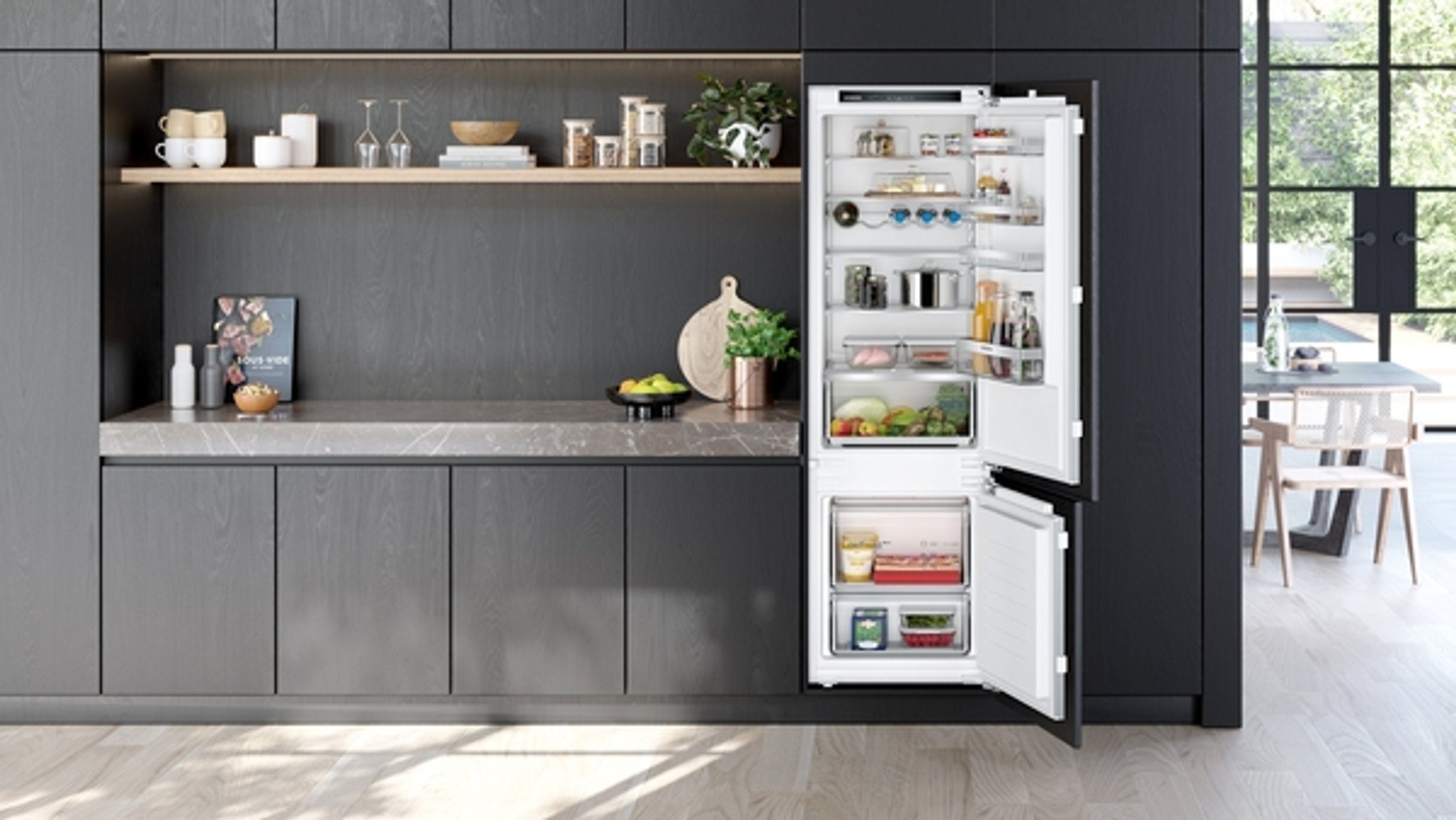 SIEMENS Einbaukühlgefrierkombination KI87VVFE1, 177.2 cm hoch, 54.1 cm breit, hyperFresh, lowFrost, Flaschenrost