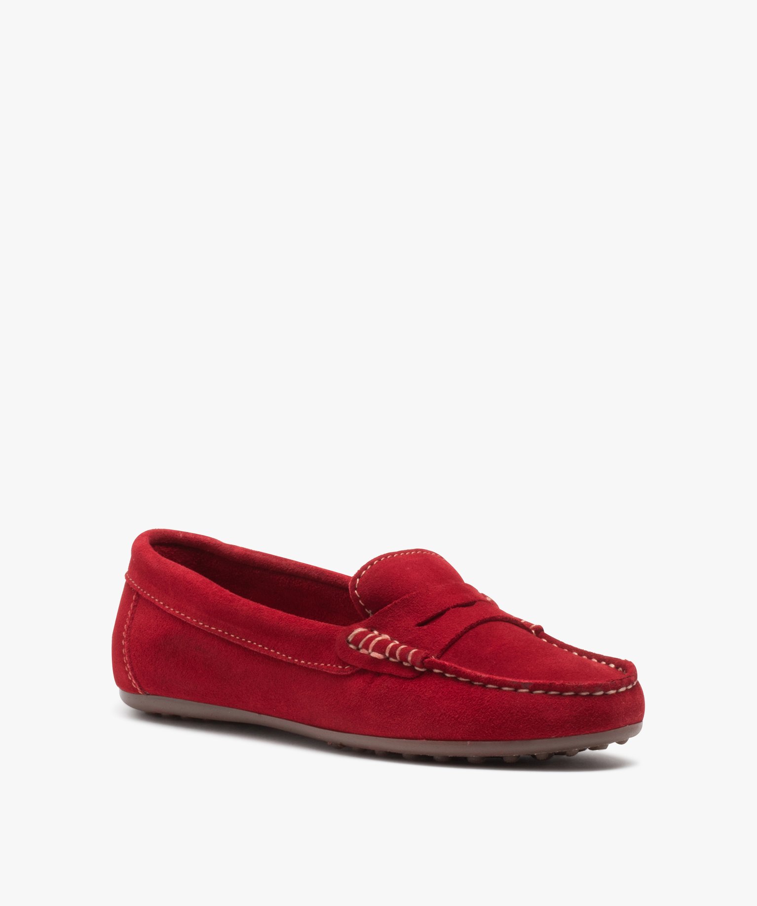 Mocassins femme confort unis en cuir velours rouge | GEMO