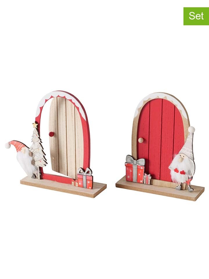 Boltze 2er-Set: Dekoaufsteller in Beige/ Rot - (B)21 x (H)23,5 cm günstig kaufen onesize