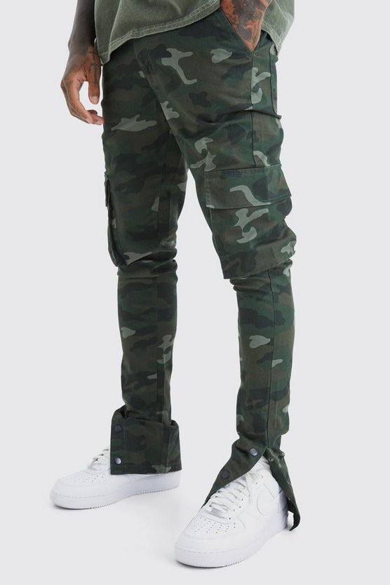 Skinny Camouflage Cargo-Hose mit Druckknöpfen