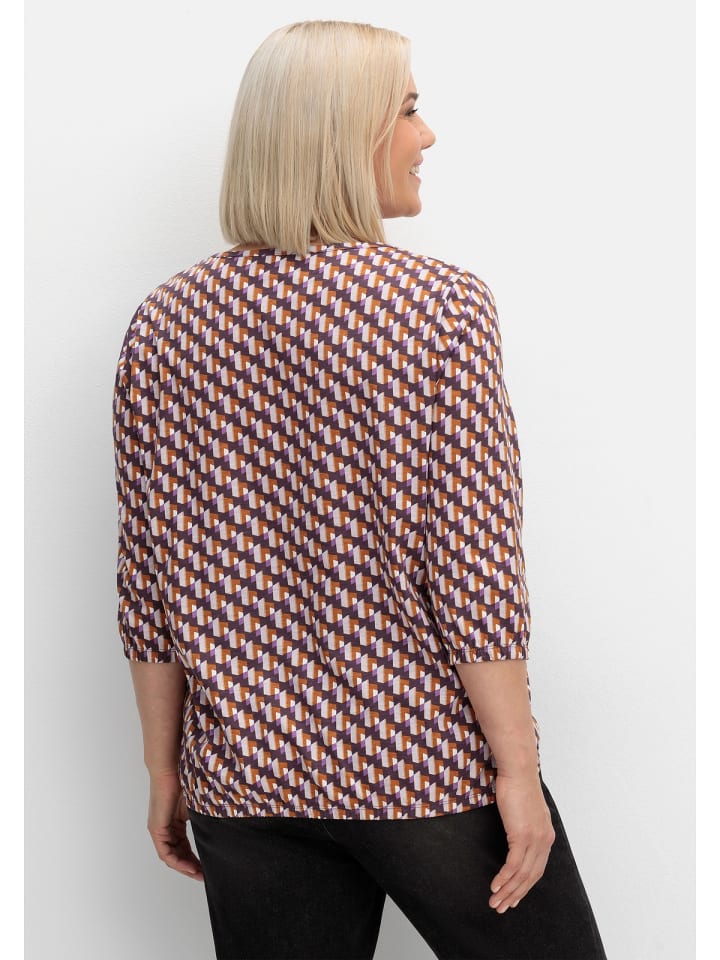 sheego 3/4-Arm-Shirt in aubergine gemustert günstig kaufen 46