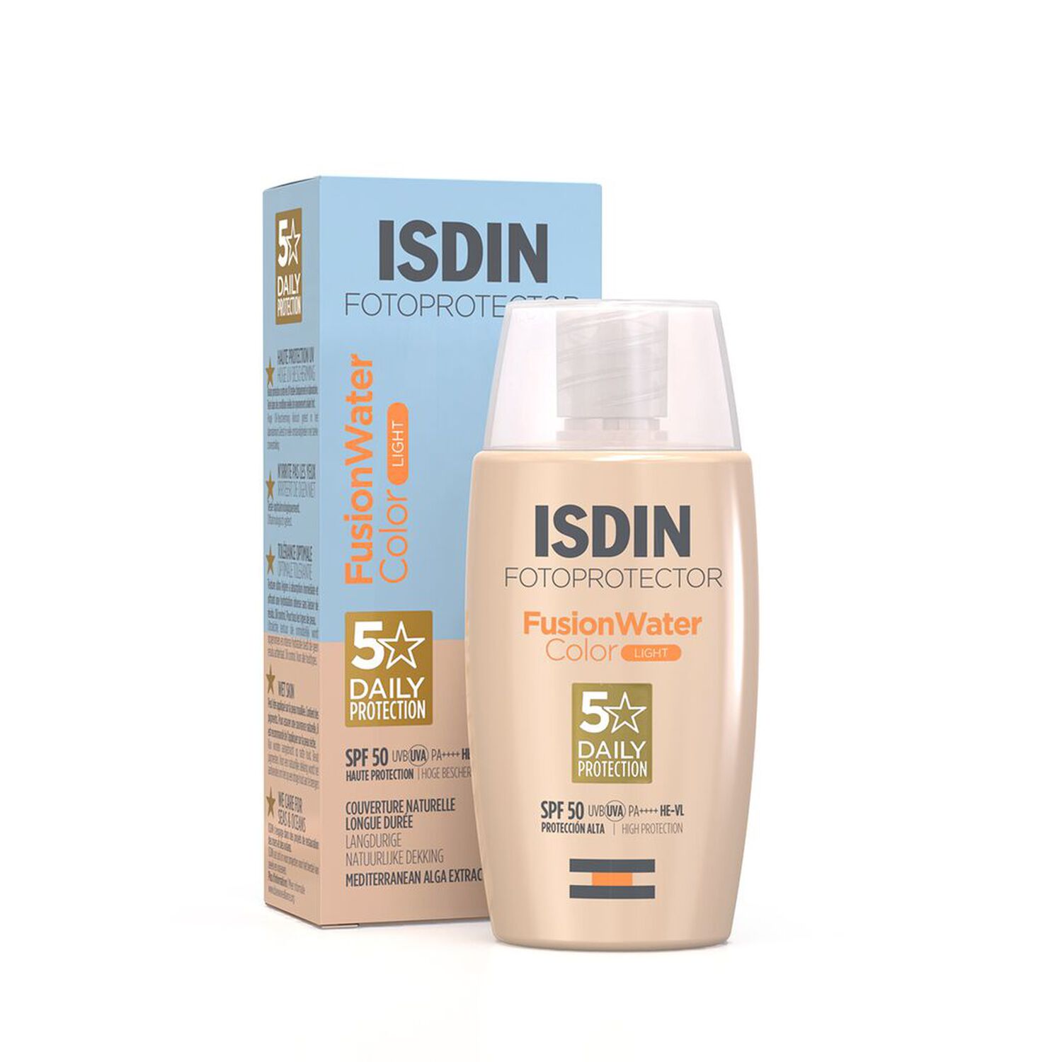 Isdin Fusion Water Color Light Crème solaire visage teintée pour peaux claires SPF50 50ml