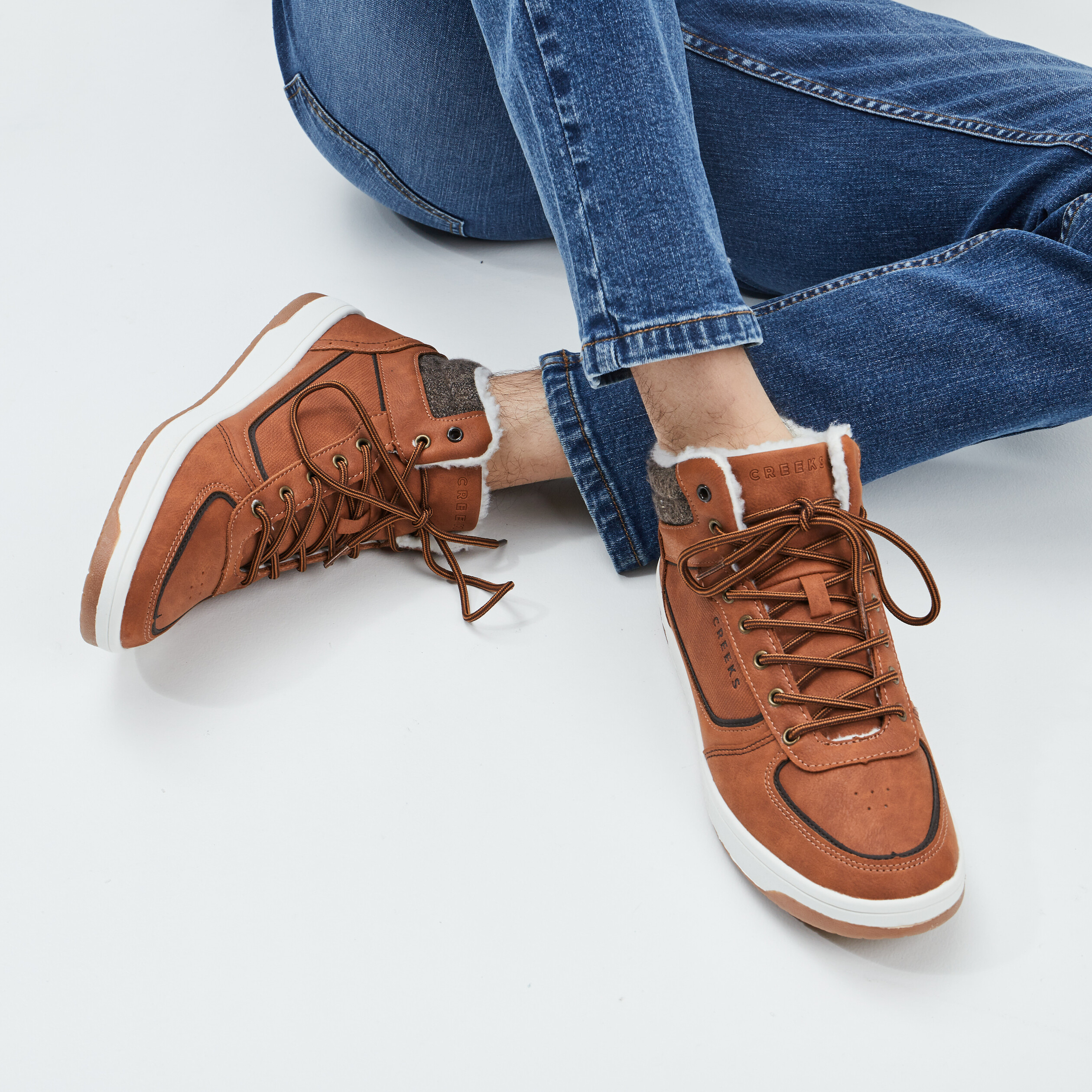 Baskets montantes Creeks marron homme | La Halle