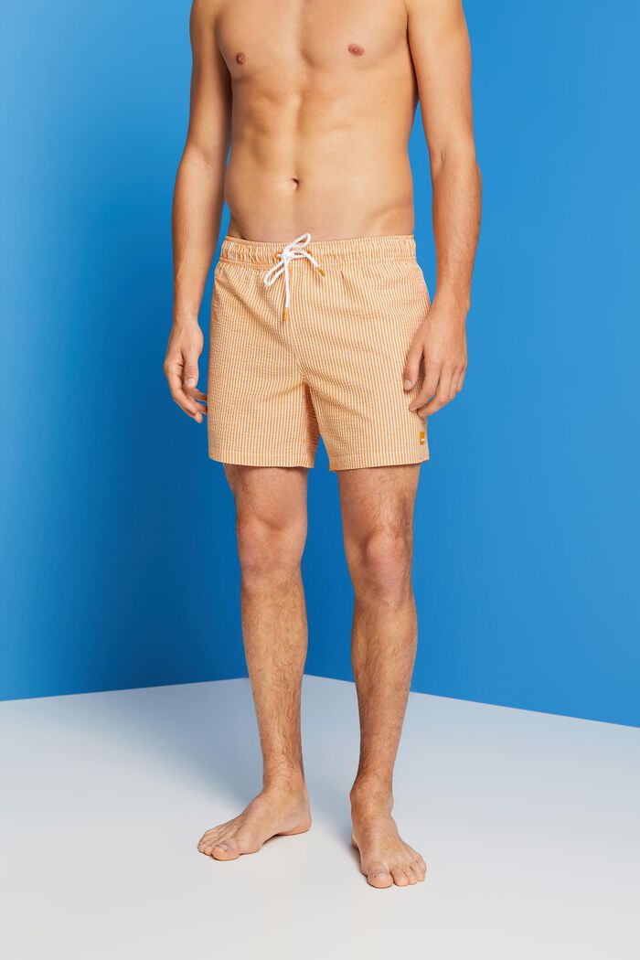 Strukturierte Badeshorts mit Streifen