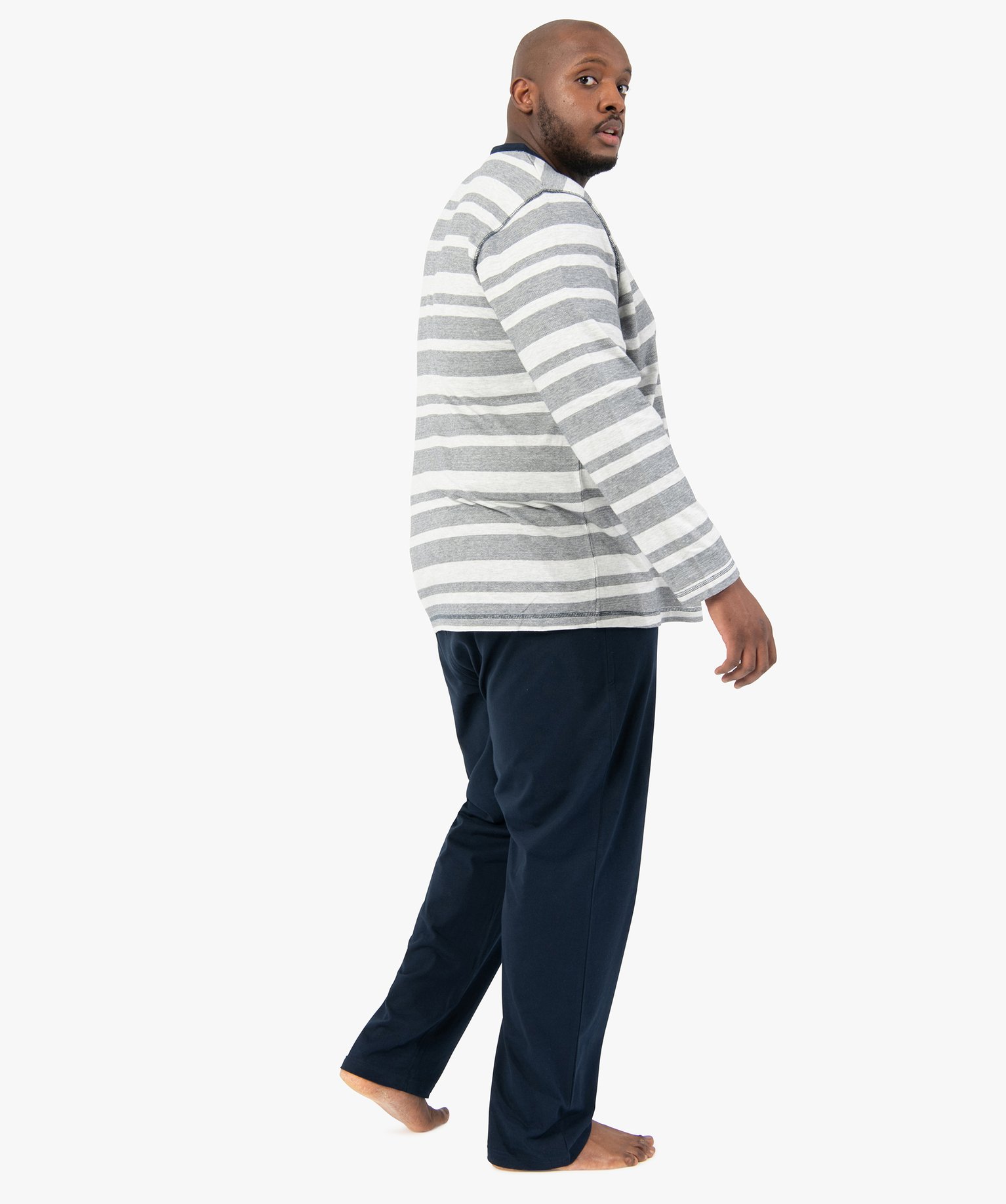 Pyjama homme grande taille avec haut rayé raye | GEMO