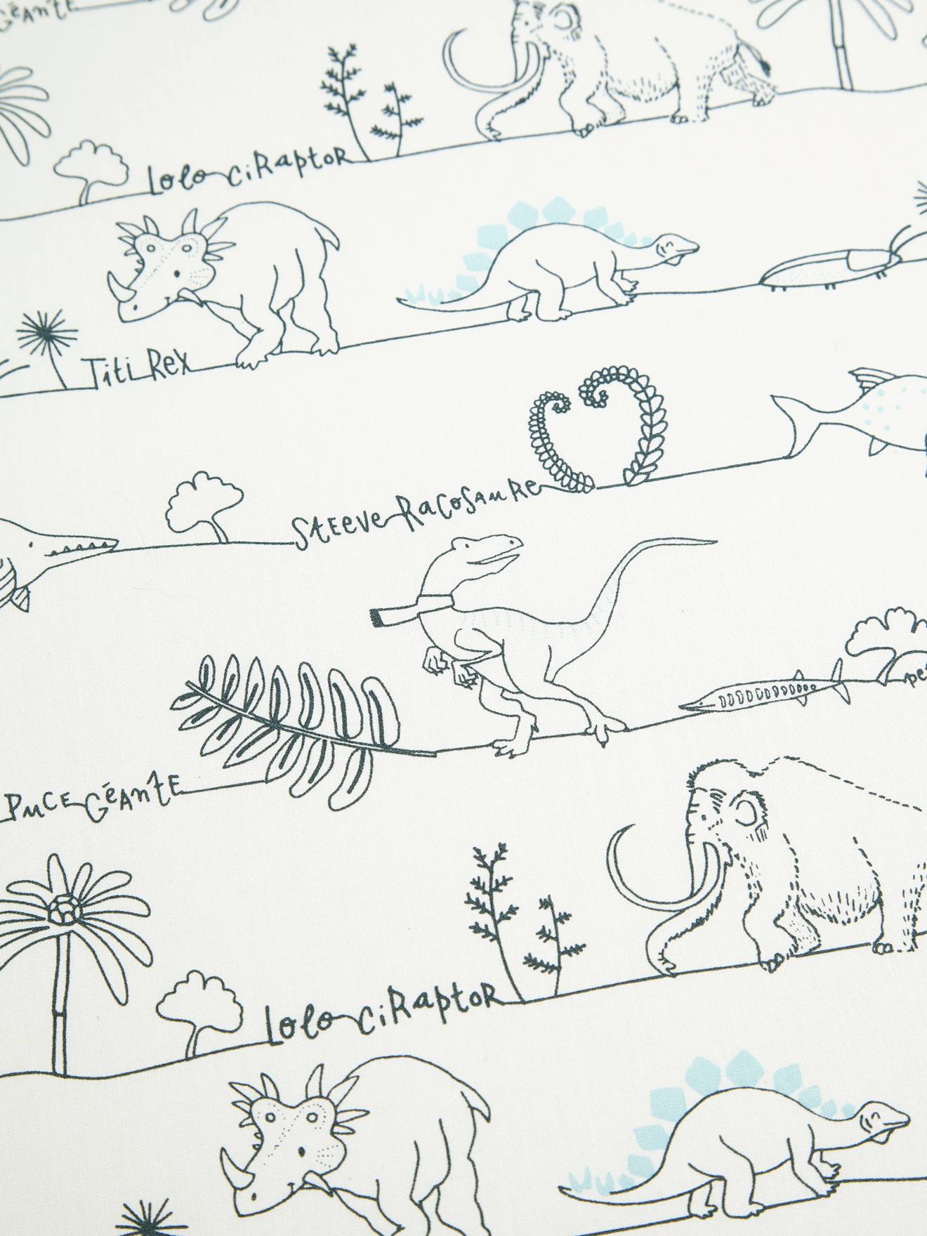 Vertbaudet Kinder Spannbettlaken DINOLAND - weiß bedruckt