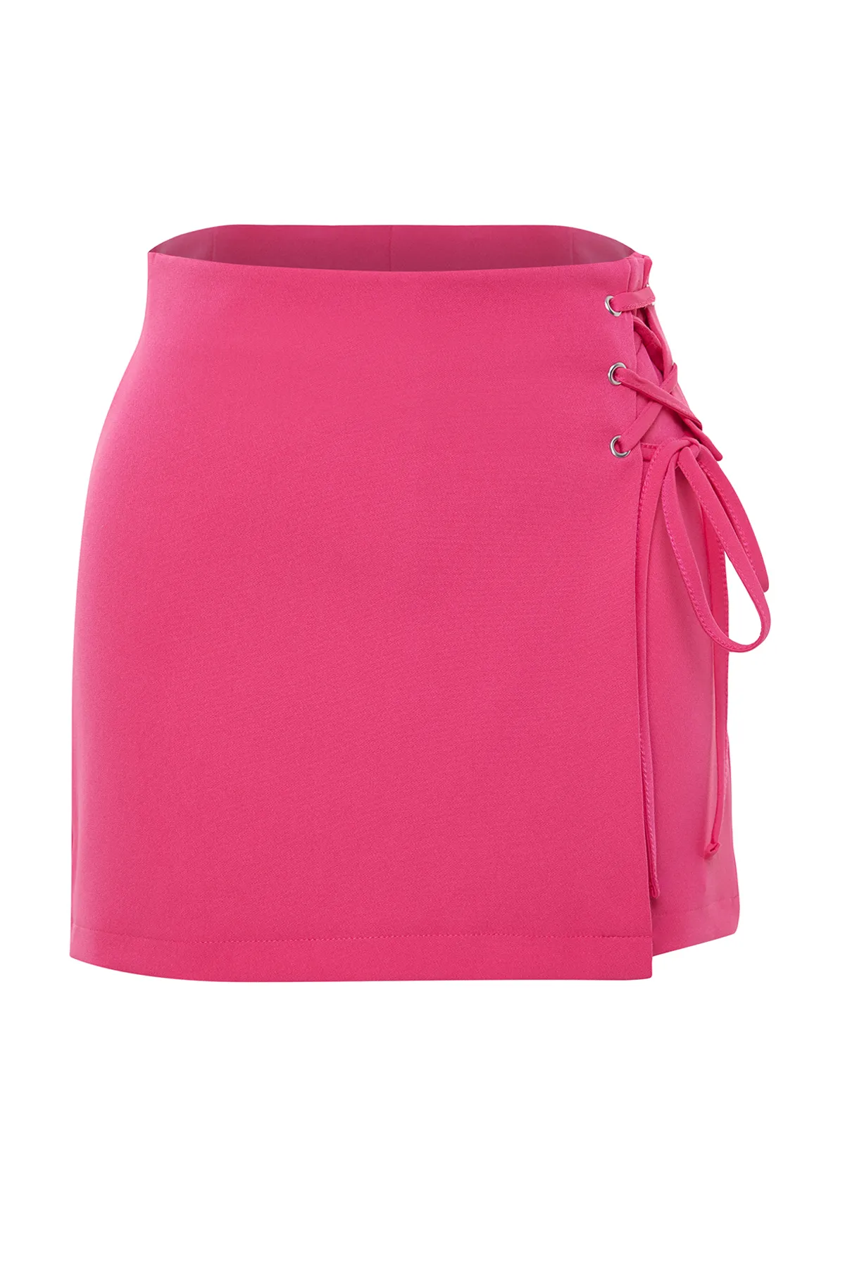 Trendyol Collection  Fuchsiafarbener, gewebter Shortsrock mit Krawatte und Ösendetails TWOAW21SR0038