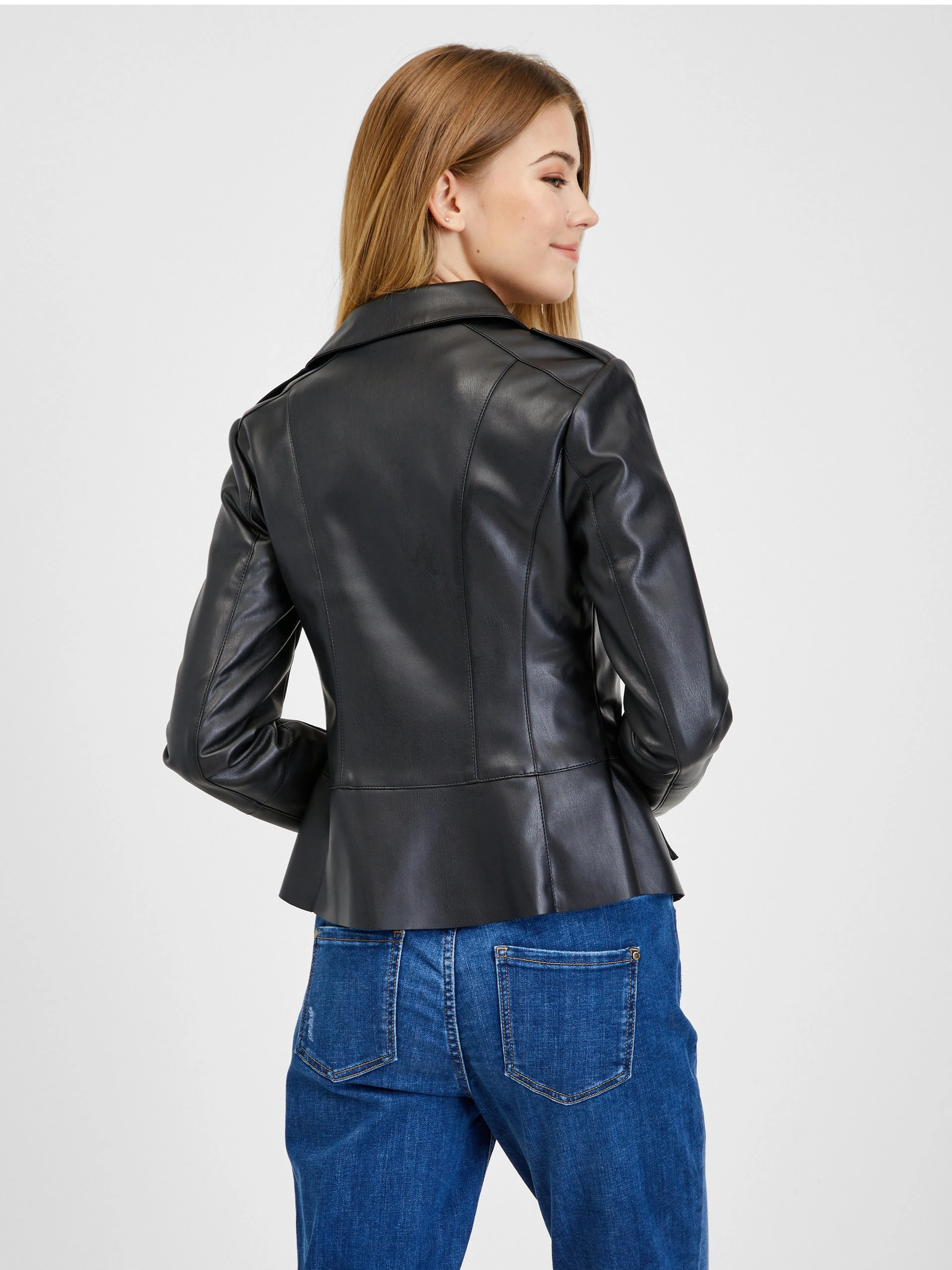 Schwarze Damen Kunstlederjacke ORSAY