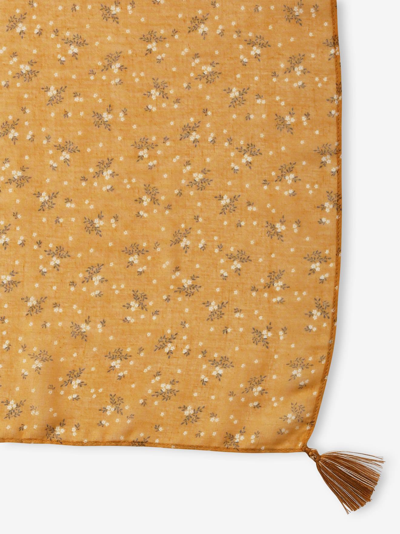 Foulard imprimé fleuri fille caramel imprimé
