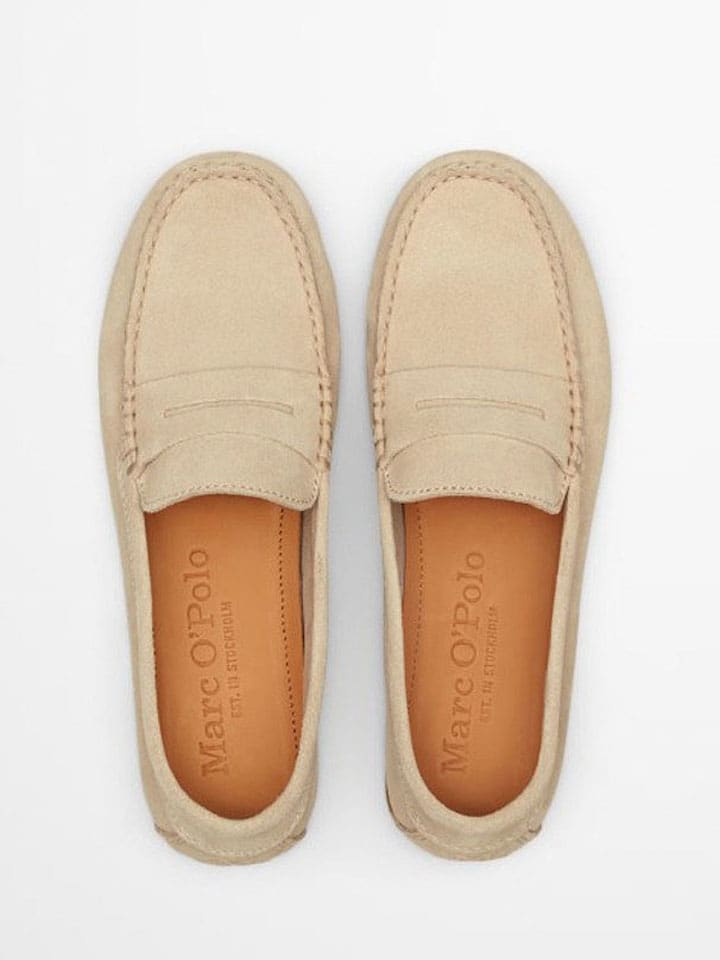 Marc O'Polo Shoes Leder-Slipper in Beige günstig kaufen
