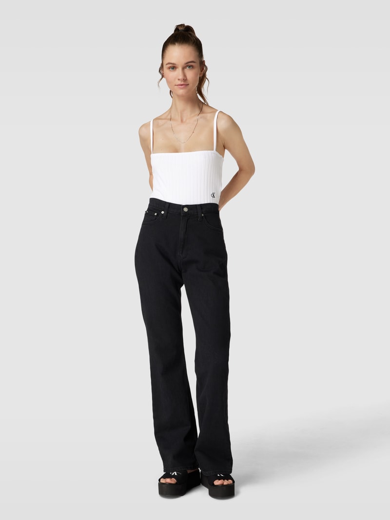 Crop Top im Ripp-Look in weiss