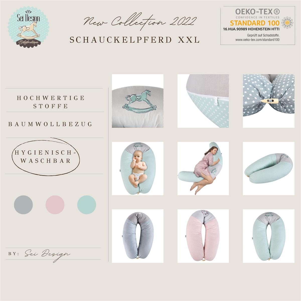 SEI Design Stillkissen Seitenschläferkissen Babynestchen Kuschelnest XXL, Schwangerschaftskissen mit Bezug, Bezug 100% Baumwolle