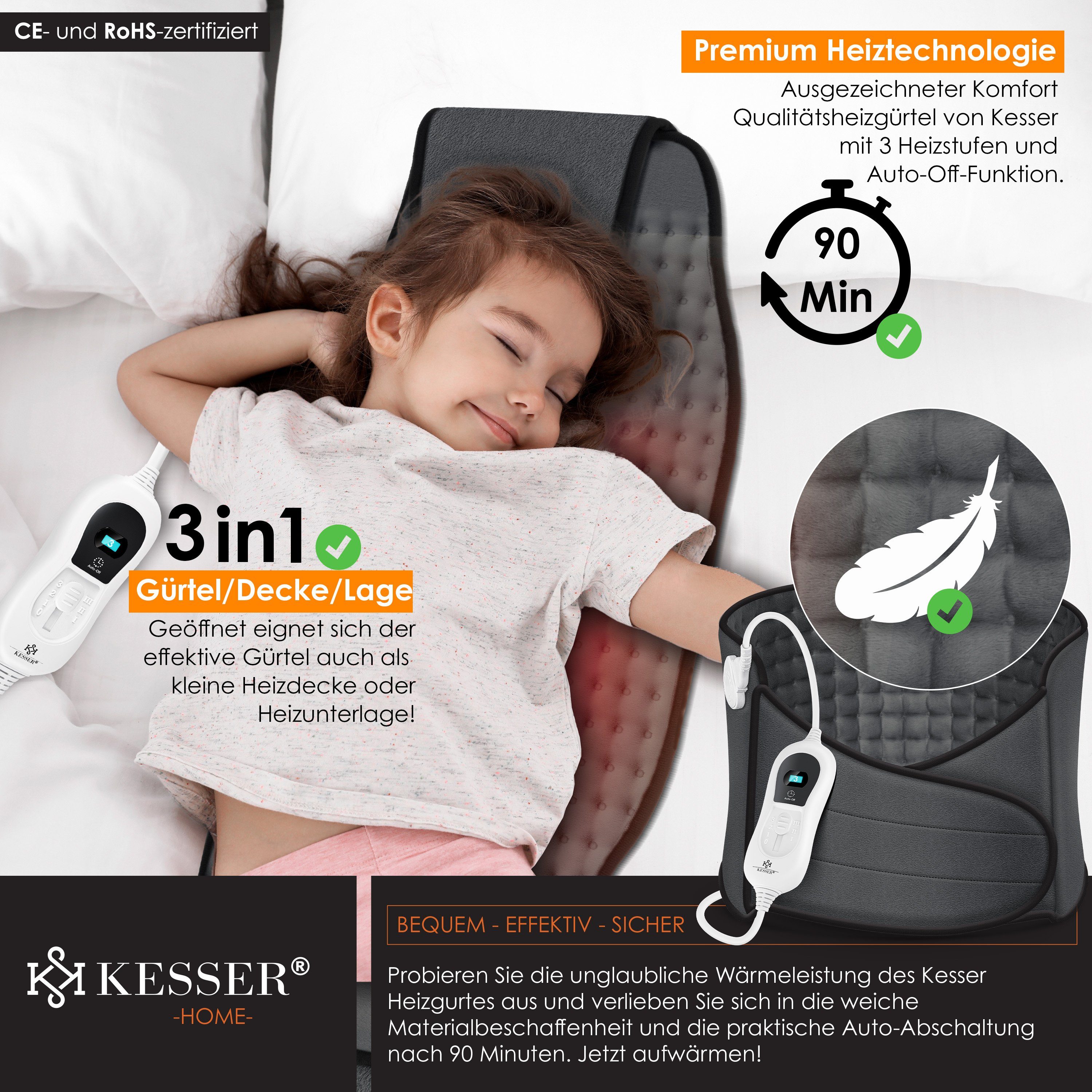 KESSER Heizkissen, Heizkissen elektrisch für Bauch und Rücken Inkl. Tasche