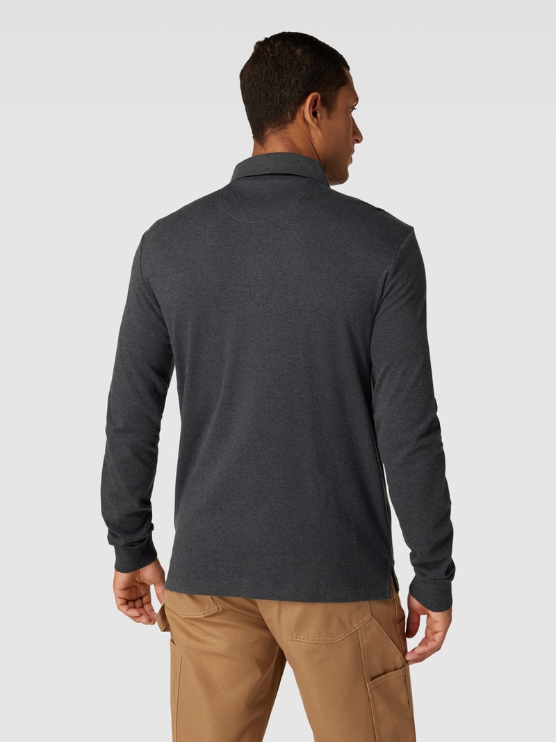 Longsleeve mit Polokragen und Brusttasche in anthrazit