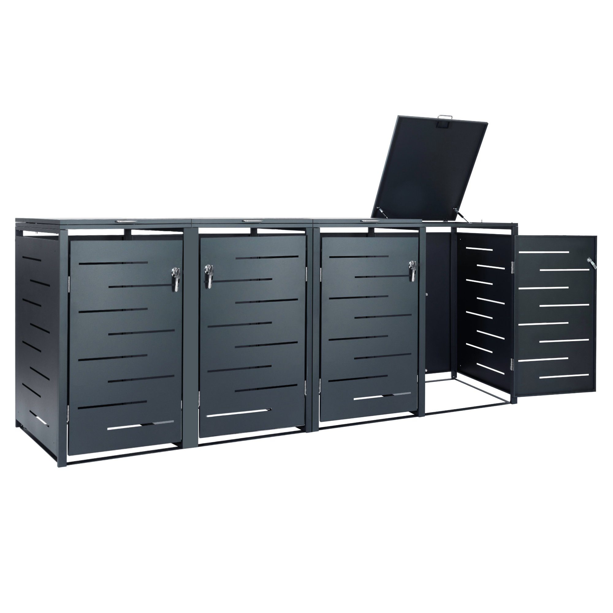 Zelsius Mülltonnenbox Mülltonnenbox für vier Mülltonnen, Anthrazit RAL 7016 (Set, 3)