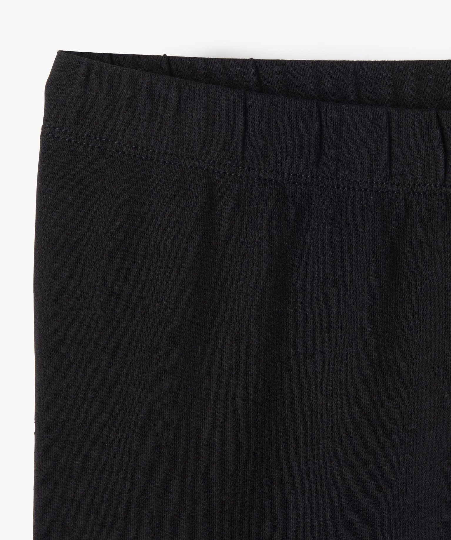 Legging fille uni longueur genoux en coton extensible noir | GEMO