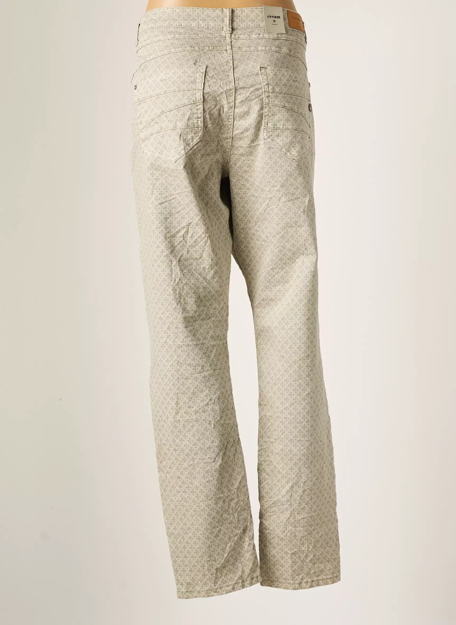 Cream Pantalons Droits Femme couleur gris