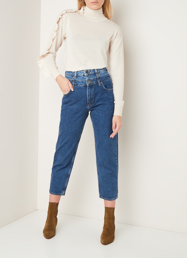 Pantaloni scurți din denim cu talie înaltă și bandă dublă Sandro Kitty