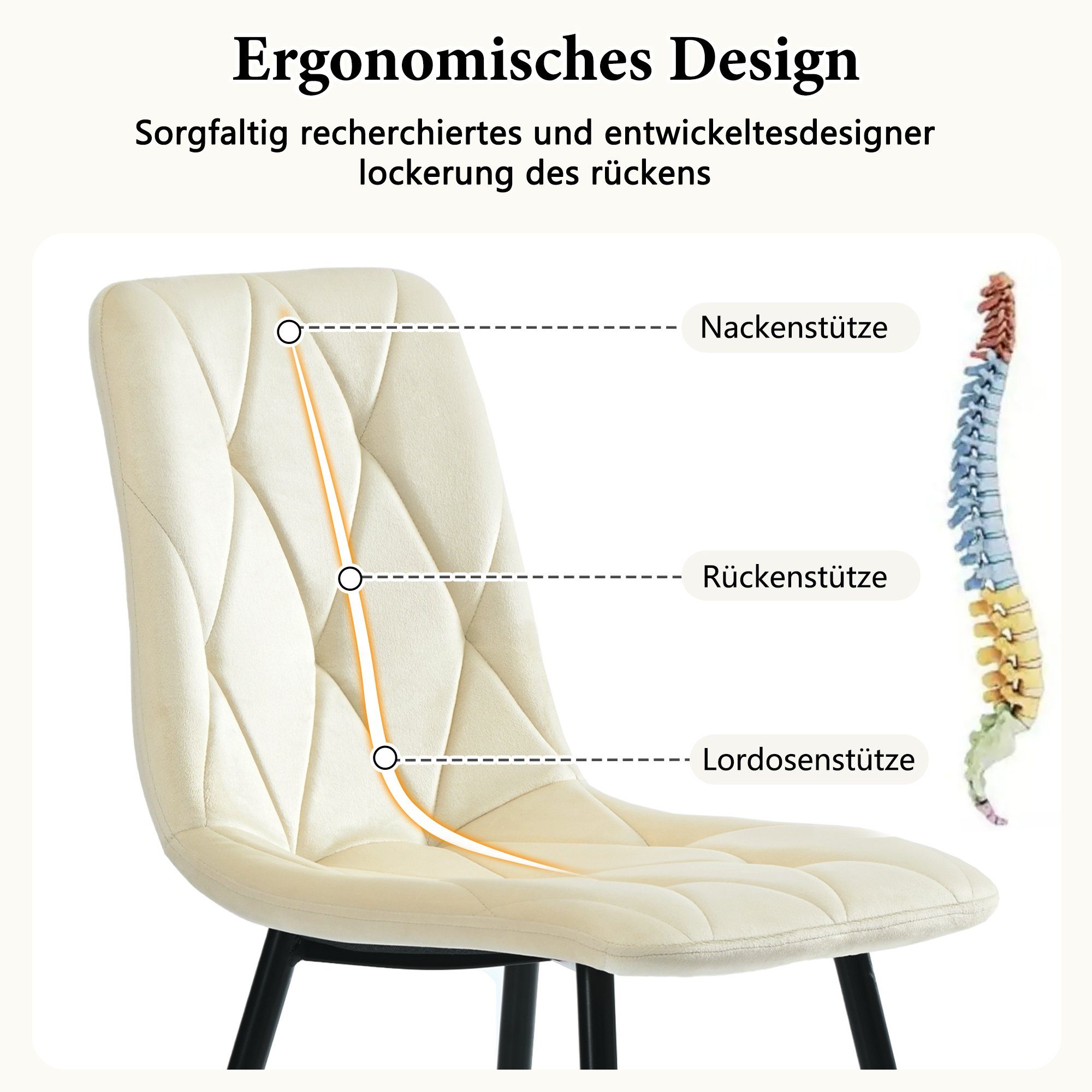 Ulife Essgruppe 117×68cm Esstisch mit 4 Stühlen, (Set, 5-tlg), weißer MDF-Tischplatte mit Marmoroptik