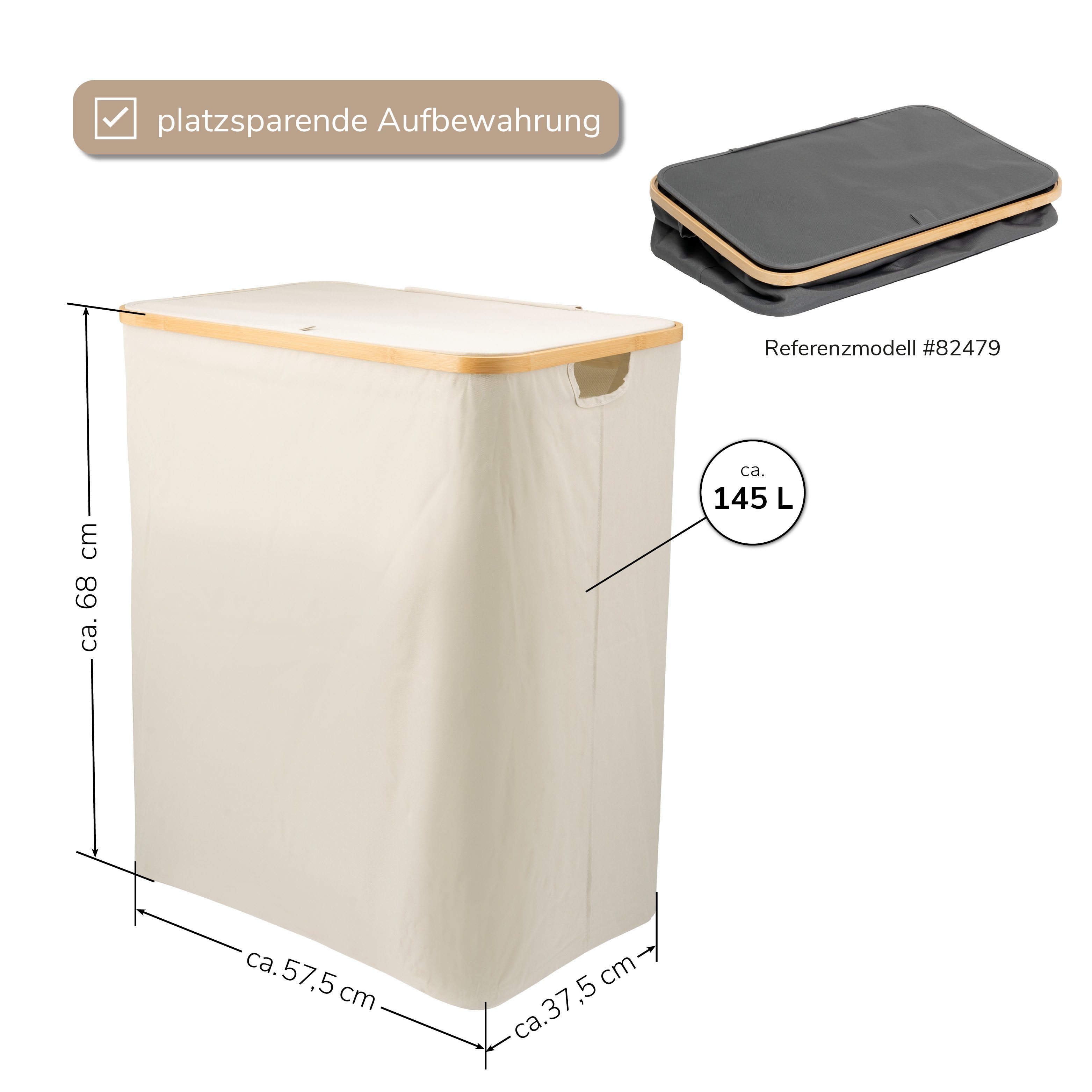 bremermann Wäschekorb Wäschesammler, ca. 145 Liter, beige