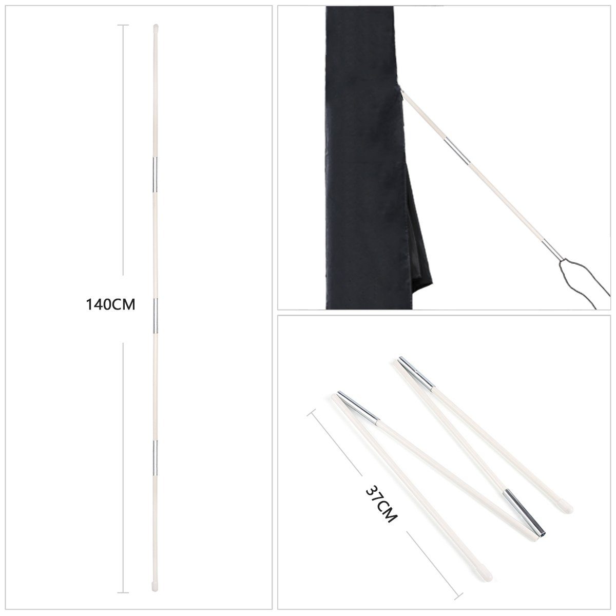 Sekey Sonnenschirm-Schutzhülle für Sonnenschirm bis 400cm Gartenschirm 330 x 240cm Marketschirm, XXXL, aus 600D Oxford, mit Stab und Reißverschluss, Wasserdicht, UV Schutz