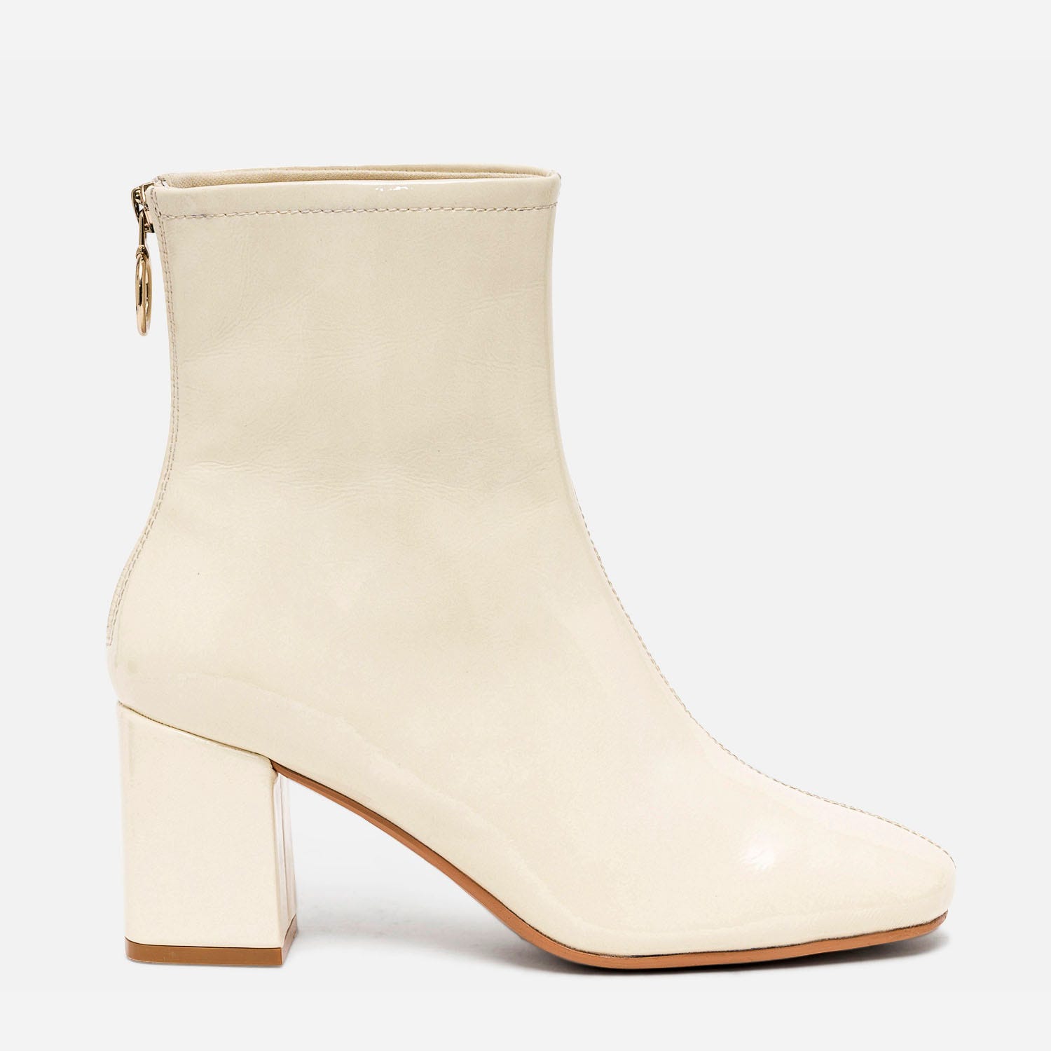 Boots blanc cassé verni à zip arrière
