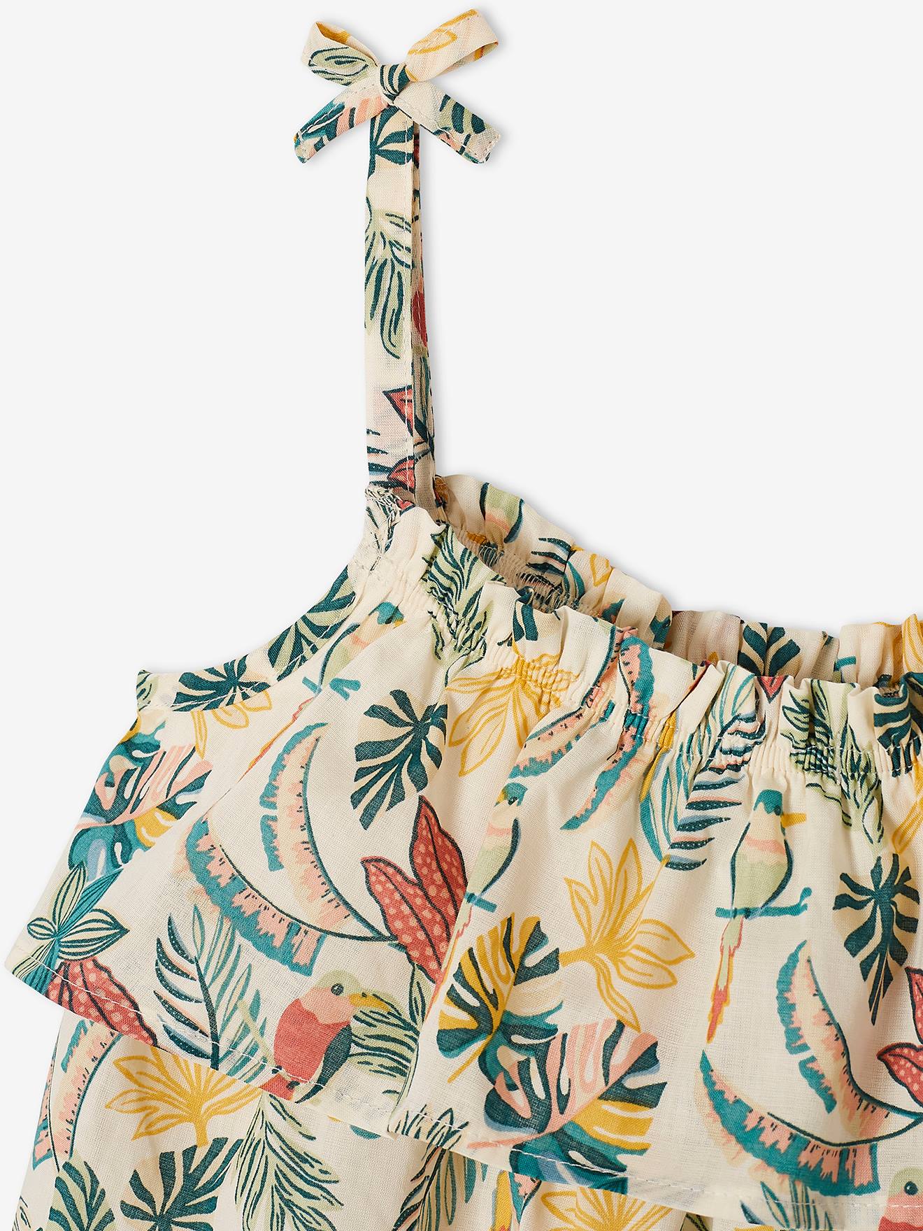 Blouse imprimée à volants fille rose imprimé